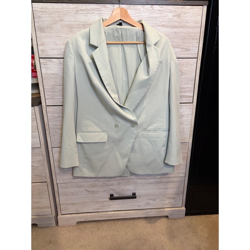 Express Women Sage Green Double Breasted Blazer Tailored Jacket Size Medium